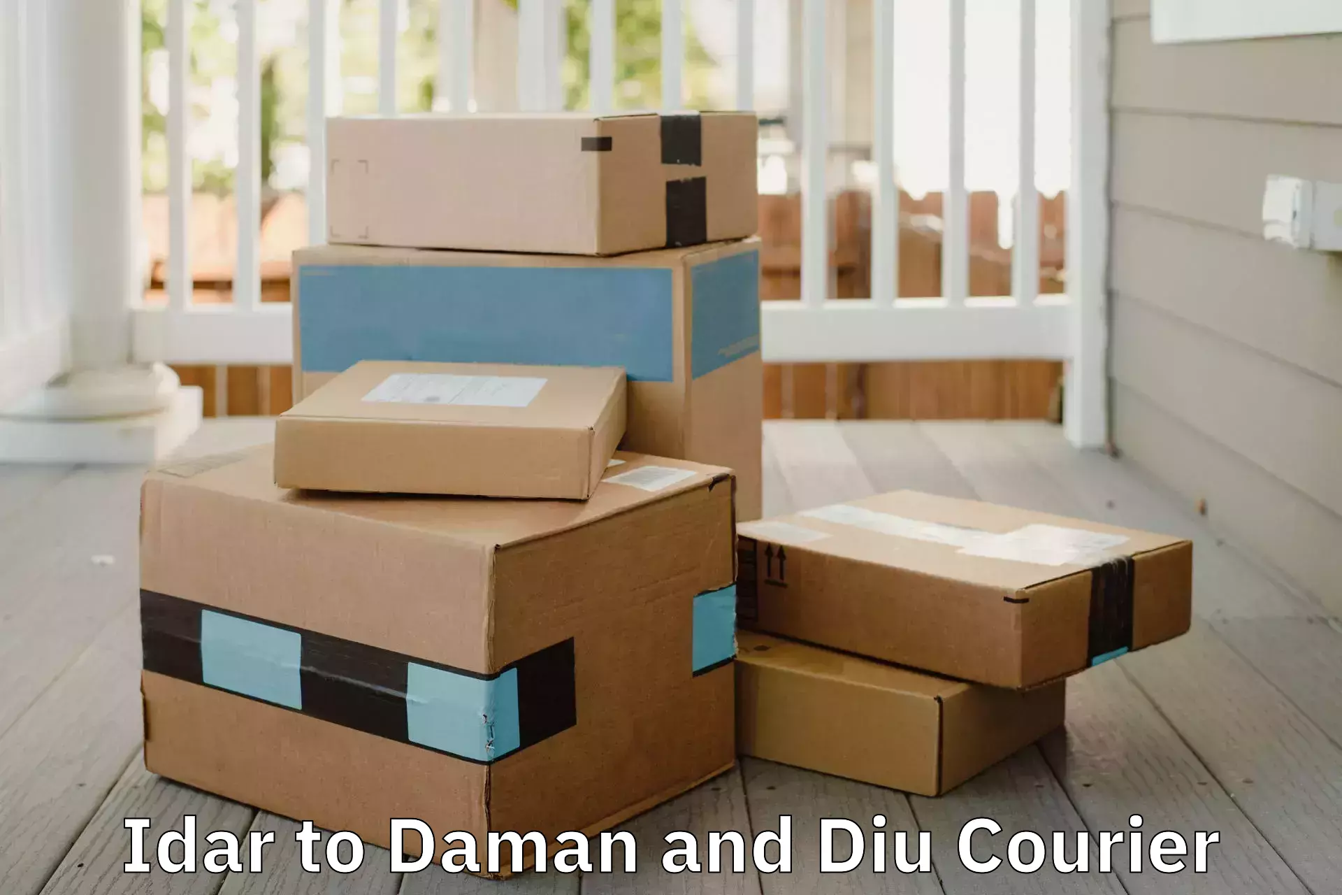 Home goods moving company Idar to Diu
