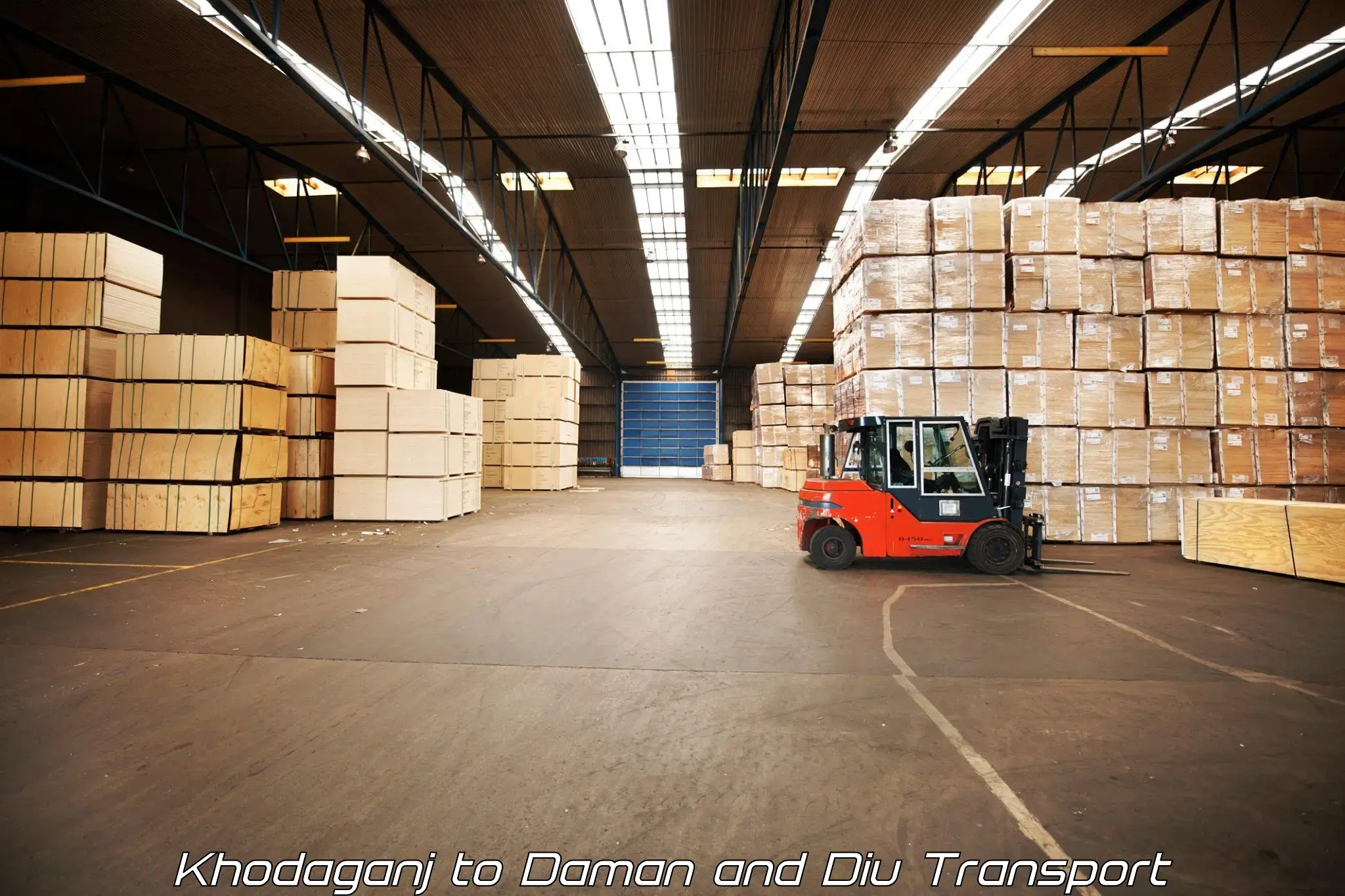 Truck transport companies in India in Khodaganj to Diu